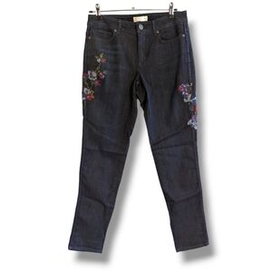 J‎ Jill Embroidered Slim Ankle Jeans 6 Authentic Fit Dark Wash Denim Jean